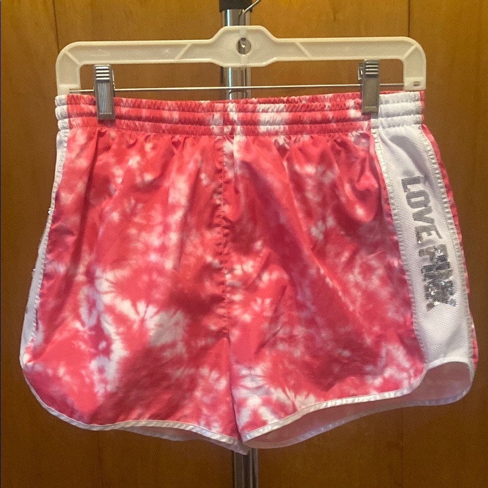 VS PINK VINTAGE Y2K ACTIVE SHORTS TIE DYE SILVER BLING LOGO
